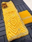 DESIGNER CHINON SILK PRINTED THREAD SEQUENCE WORK SAREE WITH UNSTITCHED BLOUSE PARTY WEAR WHOLESALE PRICE ETHNIC GARMENT (3)