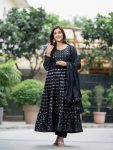 DESIGNER CHINON SILK SEQUENCE EMBROIDERY WORK GOWN BOTTOM WITH DUPATTA FESTIVAL WEAR WHOLESALE PRICE ETHNIC GARMENT (6)