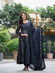 DESIGNER CHINON SILK SEQUENCE EMBROIDERY WORK GOWN BOTTOM WITH DUPATTA FESTIVAL WEAR WHOLESALE PRICE ETHNIC GARMENT (6)