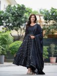 DESIGNER CHINON SILK SEQUENCE EMBROIDERY WORK GOWN BOTTOM WITH DUPATTA FESTIVAL WEAR WHOLESALE PRICE ETHNIC GARMENT (6)