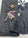 DESIGNER CHINON SILK SEQUENCE EMBROIDERY WORK GOWN BOTTOM WITH DUPATTA FESTIVAL WEAR WHOLESALE PRICE ETHNIC GARMENT (6)