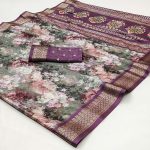 DESIGNER COTTON DIGITAL PRINT WORK SAREE WITH UNSTITCHED BLOUSE FESTIVAL WEAR WHOLESALE PRICE ETHNIC GARMENT (5)