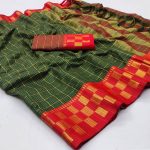 DESIGNER COTTON SILK BROAD BORDER WORK SAREE WITH UNSTITCHED BLOUSE FESTIVAL WEAR WHOLESALE PRICE ETHNIC GARMENT (12)