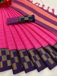 DESIGNER COTTON SILK BROAD BORDER WORK SAREE WITH UNSTITCHED BLOUSE FESTIVAL WEAR WHOLESALE PRICE ETHNIC GARMENT (19)