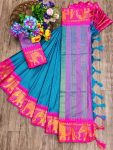 DESIGNER COTTON SILK JACQUARD WEAVING WORK SAREE WITH UNSTITCHED BLOUSE FESTIVAL WEAR WHOLESALE PRICE ETHNIC GARMENT (19)