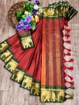 DESIGNER COTTON SILK JACQUARD WEAVING WORK SAREE WITH UNSTITCHED BLOUSE FESTIVAL WEAR WHOLESALE PRICE ETHNIC GARMENT (20)