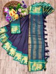 DESIGNER COTTON SILK JACQUARD WEAVING WORK SAREE WITH UNSTITCHED BLOUSE FESTIVAL WEAR WHOLESALE PRICE ETHNIC GARMENT (25)