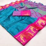 DESIGNER COTTON SILK JACQUARD WEAVING WORK SAREE WITH UNSTITCHED BLOUSE FESTIVAL WEAR WHOLESALE PRICE ETHNIC GARMENT (19)