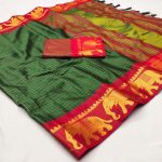 DESIGNER COTTON SILK JACQUARD WEAVING WORK SAREE WITH UNSTITCHED BLOUSE FESTIVAL WEAR WHOLESALE PRICE ETHNIC GARMENT (23)
