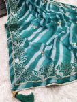 DESIGNER GEORGETTE DIGITAL PRINT AND EMBROIDERY WORK SAREE WITH UNSTITCHED BLOUSE PARTY WEAR WHOLESALE PRICE ETHNIC GARMENT (42)