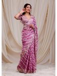 DESIGNER GEORGETTE DIGITAL PRINT AND EMBROIDERY WORK SAREE WITH UNSTITCHED BLOUSE PARTY WEAR WHOLESALE PRICE ETHNIC GARMENT (35)