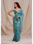 DESIGNER GEORGETTE DIGITAL PRINT AND EMBROIDERY WORK SAREE WITH UNSTITCHED BLOUSE PARTY WEAR WHOLESALE PRICE ETHNIC GARMENT (42)