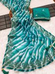 DESIGNER GEORGETTE DIGITAL PRINT AND EMBROIDERY WORK SAREE WITH UNSTITCHED BLOUSE PARTY WEAR WHOLESALE PRICE ETHNIC GARMENT (42)