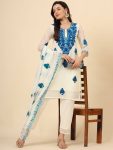 DESIGNER GEORGETTE EMBROIDERY CHIKANKARI WORK TOP BOTTOM WITH DUPATTA PARTY WEAR WHOLESALE PRICE ETHNIC GARMENT (9)