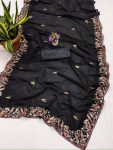 DESIGNER GEORGETTE EMBROIDERY CODING SEQUENCE WORK WITH PIPING BORDER SAREE WITH UNSTITCHED BLOUSE PARTY WEAR WHOLESALE PRICE ETHNC GARMENT (3)