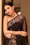 DESIGNER GEORGETTE EMBROIDERY CODING SEQUENCE WORK WITH PIPING BORDER SAREE WITH UNSTITCHED BLOUSE PARTY WEAR WHOLESALE PRICE ETHNC GARMENT (3)