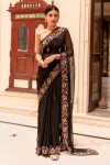 DESIGNER GEORGETTE EMBROIDERY CODING SEQUENCE WORK WITH PIPING BORDER SAREE WITH UNSTITCHED BLOUSE PARTY WEAR WHOLESALE PRICE ETHNC GARMENT (3)