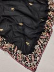 DESIGNER GEORGETTE EMBROIDERY CODING SEQUENCE WORK WITH PIPING BORDER SAREE WITH UNSTITCHED BLOUSE PARTY WEAR WHOLESALE PRICE ETHNC GARMENT (3)