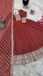 DESIGNER GEORGETTE EMBROIDERY SEQUENCE CODING WORK GOWN WITH DUPATTA PARTY WEAR WHOLESALE PRICE ETHNIC GARMENT (8)