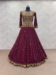 DESIGNER GEORGETTE EMBROIDERY SEQUENCE STONE HAND WORK TOP LEHENGA WITH DUPATTA PARTY WEAR WHOLESALE PRICE ETHNIC GARMENT (2)