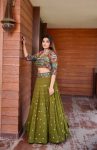 DESIGNER GEORGETTE EMBROIDERY SEQUENCE WORK LEHENGA CHOLI WITH JACKET FESTIVAL WEAR WHOLESALE PRICE ETHNIC GARMENT (3)