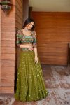 DESIGNER GEORGETTE EMBROIDERY SEQUENCE WORK LEHENGA CHOLI WITH JACKET FESTIVAL WEAR WHOLESALE PRICE ETHNIC GARMENT (3)