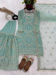 DESIGNER GEORGETTE EMBROIDERY SEQUENCE WORK TOP SHARARA WITH DUPATTA PARTY WEAR WHOLESALE PRICE ETHNIC GARMENT (4)