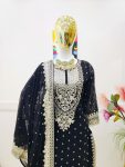 DESIGNER GEORGETTE EMBROIDERY SEQUENCE WORK TOP SHARARA WITH DUPATTA PARTY WEAR WHOLESALE PRICE ETHNIC GARMENT (5)