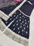 DESIGNER GEORGETTE EMBROIDERY SEQUENCE WORK TOP SHARARA WITH DUPATTA PARTY WEAR WHOLESALE PRICE ETHNIC GARMENT (5)