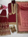 DESIGNER GEORGETTE EMBROIDERY SEQUENCE WORK TOP SHARARA WITH DUPATTA PARTY WEAR WHOLESALE PRICE ETHNIC GARMENT (3)