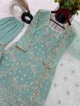 DESIGNER GEORGETTE EMBROIDERY SEQUENCE WORK TOP SHARARA WITH DUPATTA PARTY WEAR WHOLESALE PRICE ETHNIC GARMENT (4)