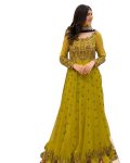 DESIGNER GEORGETTE EMBROIDERY THREAD SEQUENCE WORK GOWN WITH DUPATTA YELLOW PARTY WEAR WHOLESALE PRICE ETHNIC GARMENT (1)