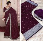 DESIGNER GEORGETTE FOIL AND LACE BORDER WORK SAREE WITH UNSTITCHED BLOUSE PARTY WEAR BEST PRICE ETHNIC GARMENT (15)