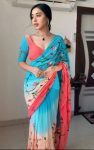 DESIGNER GEORGETTE MULTI COLOR FLOWER DIGITAL PRINT WORK READY TO WEAR SAREE WITH UNSTITCHED BLOUSE PARTY WEAR WHOLESALE PRICE ETHNIC GARMENT (3)