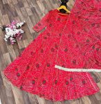 DESIGNER GEORGETTE PRINTED LACE READY TO WEAR WORK GOWN WITH DUPATTA PARTY WEAR WHOLESALE PRICE ETHNIC GARMENT (2)