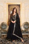 DESIGNER GEORGETTE PURE JACQUARD WORK GOWN WITH SEQUENCE EMBROIDERY WORK DUPATTA PARTY WEAR WHOLESALE PRICE ETHNIC GARMENT (19)