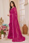 DESIGNER GEORGETTE RUFFLE WITH MIRROR WORK SAREE WITH UNSTITCHED BLOUSE PARTY WEAR WHOLESALE PRICE ETHNIC GARMENT (2)