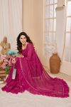 DESIGNER GEORGETTE RUFFLE WITH MIRROR WORK SAREE WITH UNSTITCHED BLOUSE PARTY WEAR WHOLESALE PRICE ETHNIC GARMENT (2)