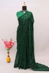 DESIGNER GEORGETTE SEQUENCE WITH PIPING BORDER WORK SAREE WITH UNSTITCHED BLOUSE FESTIVAL WEAR WHOLESALE PRICE ETHNIC GARMENT (7)