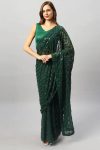 DESIGNER GEORGETTE SEQUENCE WITH PIPING BORDER WORK SAREE WITH UNSTITCHED BLOUSE FESTIVAL WEAR WHOLESALE PRICE ETHNIC GARMENT (7)