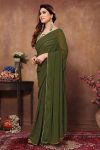 DESIGNER GEORGETTE WEAVING CHEKS PRINT WITH PIPING LACE WORK ONE MINUTE SAREE WITH UNSTITCHED BLOUSE BEST PRICE ETHNIC GARMENT (3)