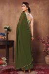 DESIGNER GEORGETTE WEAVING CHEKS PRINT WITH PIPING LACE WORK ONE MINUTE SAREE WITH UNSTITCHED BLOUSE BEST PRICE ETHNIC GARMENT (3)