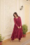 DESIGNER HEAVY SILK PRINT WORK GOWN WITH BOTTOM FESTIVAL WEAR WHOLESALE PRICE ETHNIC GARMENT (6)