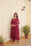 DESIGNER HEAVY SILK PRINT WORK GOWN WITH BOTTOM FESTIVAL WEAR WHOLESALE PRICE ETHNIC GARMENT (6)