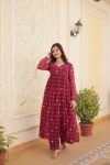 DESIGNER HEAVY SILK PRINT WORK GOWN WITH BOTTOM FESTIVAL WEAR WHOLESALE PRICE ETHNIC GARMENT (6)