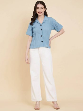 DESIGNER JERSEY STRUCTURE ONLY SHIRT SKY