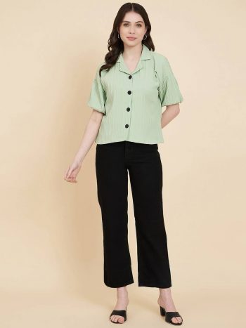 DESIGNER JERSEY STRUCTURE ONLY SHIRT SEA GREEN
