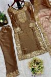 DESIGNER JIMMY CHOO EMBROIDERY SEQUENCE WORK TOP BOTTOM WITH DUPATTA CASUAL WEAR WHOLESALE PRICE ETHNIC GARMENT (7)