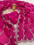 DESIGNER JIMMY CHOO EMBROIDERY THREAD WORK SAREE WITH UNSTITCHED BLOUSE PARTY WEAR WHOLESALE PRICE ETHNIC GARMENT (5)