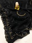 DESIGNER JIMMY CHOO HAND WORK SAREE WITH UNSTITCHED BLOUSE PARTY WEAR WHOLESALE PRICE ETHNIC GARMENT (8)